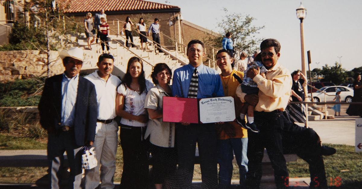 Morales at medical school graduation