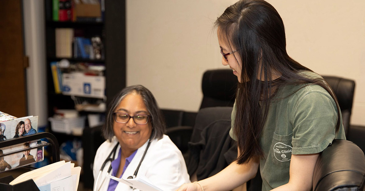 Prabhu & student at the Free Clinic