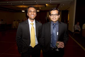 Ashish Chougule (left) and Dhyanesh Patel (right), said the banquet was a great way to bring together faculty and students and raise funds in honor of a past professor.