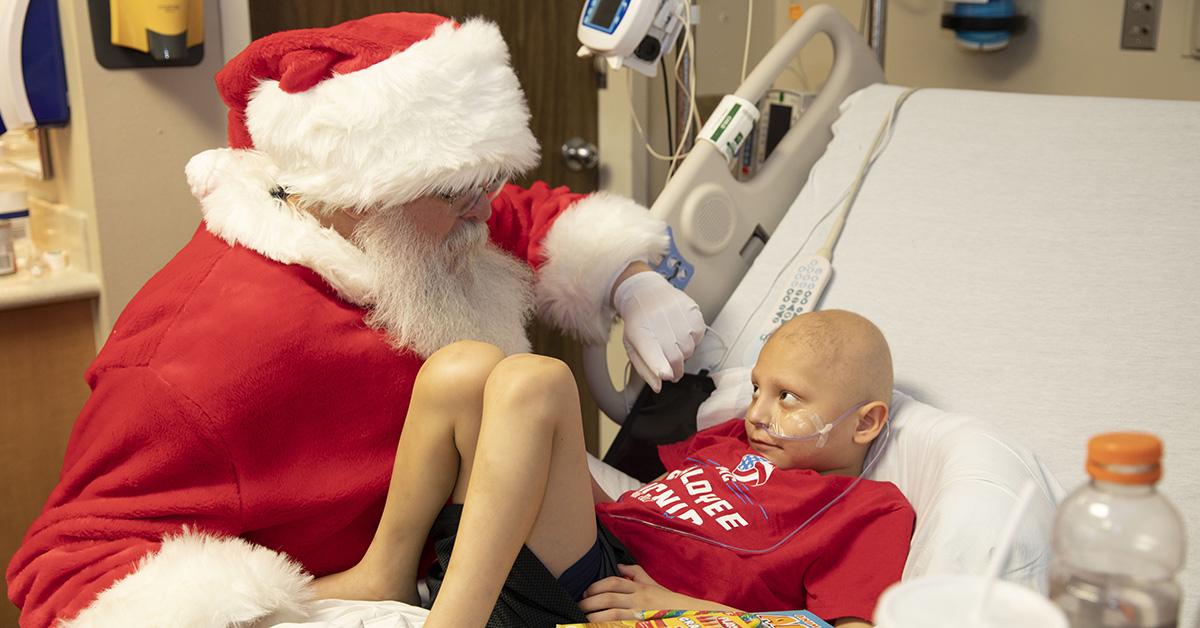 Santa visits little boy with cancer