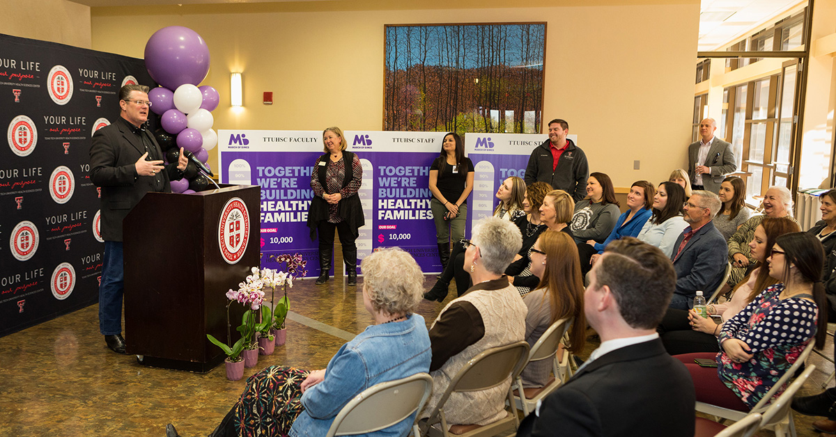 President Mitchell speaks at the TTUHSC Kickoff.