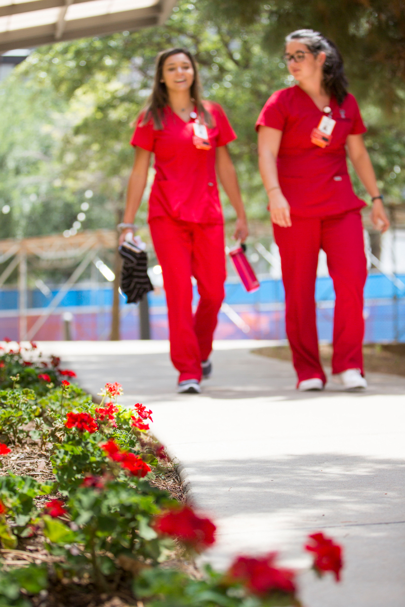 TTUHSC nursing students walking on campus