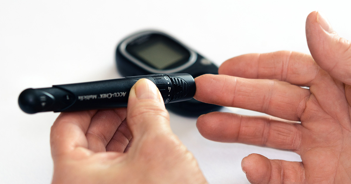 Diabetes checking blood sugar