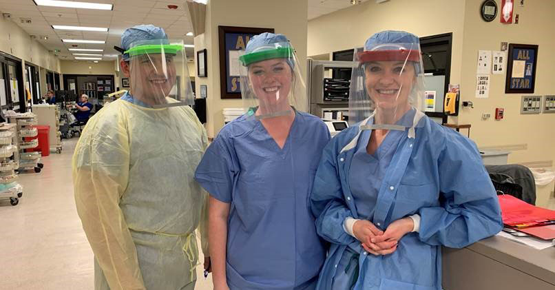 The first batch of face shields was delivered to health care workers at University Medical Center late last week.