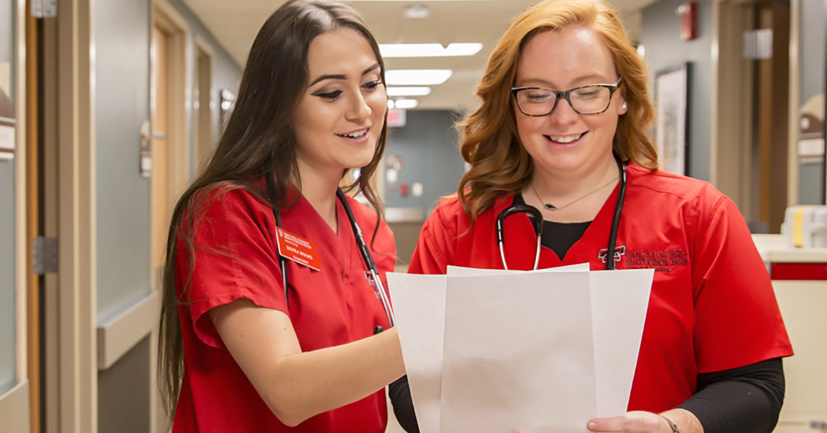 nursing students working together