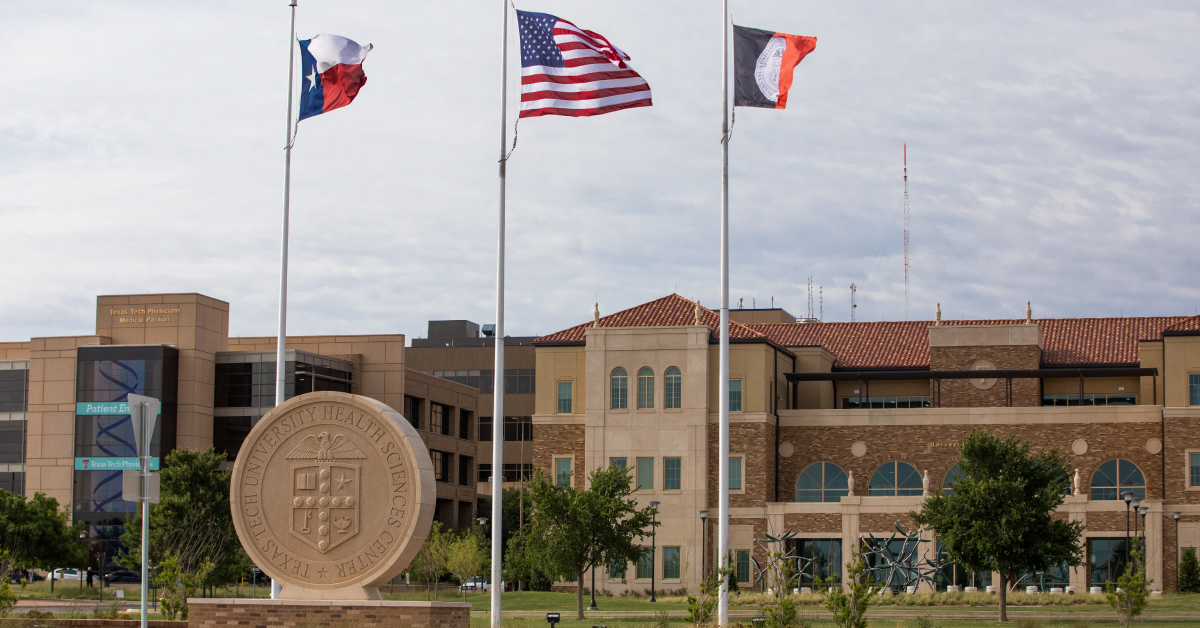 Texas Tech University Health Sciences Center Lubbock Campus Building and flags