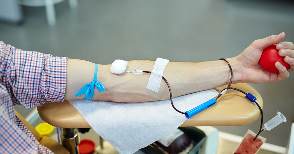 arm donating blood