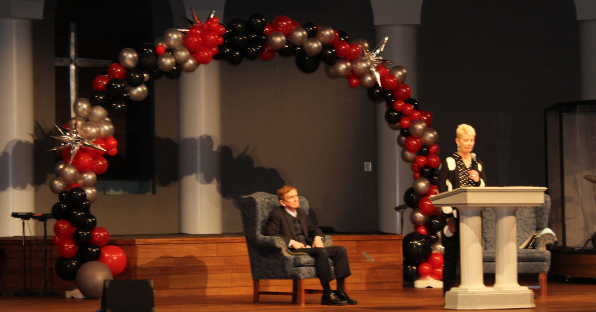 Dr. Jordan and Kristin Stutz on stage.