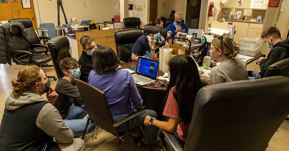 students and leadership of the free clinic at TTUHSC work to reach their patients through telemedicine 