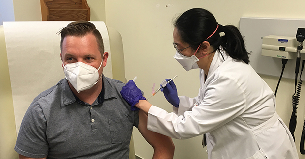 Participant in SchistoShield trial receiving vaccine