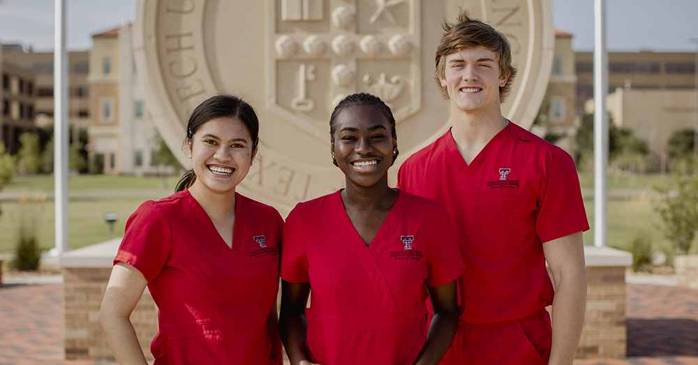 TTUHSC nursing students smiling on the Lubbock campus