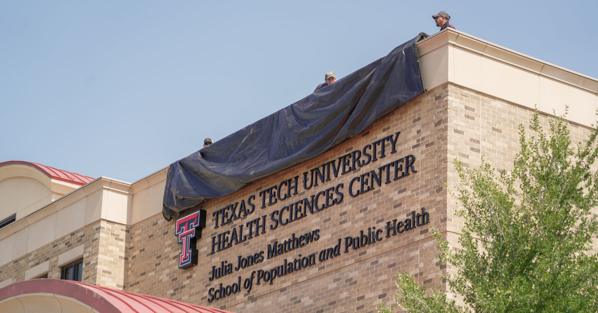 Julia Jones Matthews School of Population and Public Health sign.