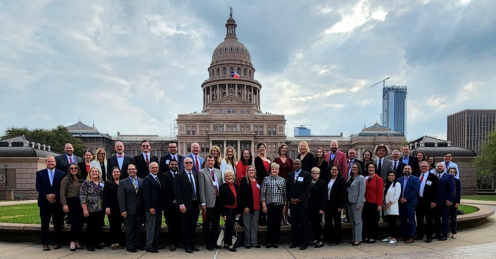 group photo of TTUHSC group in front of the State Capitol