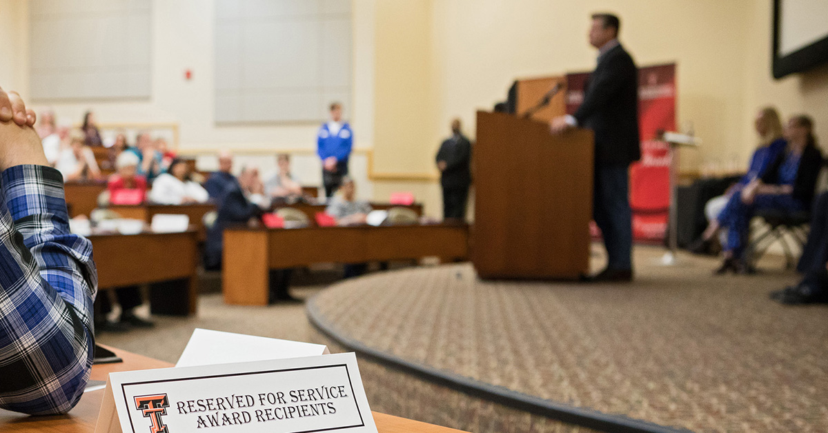 close up of place card during TTUHSC awards ceremony