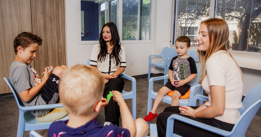 health professionals and children working together