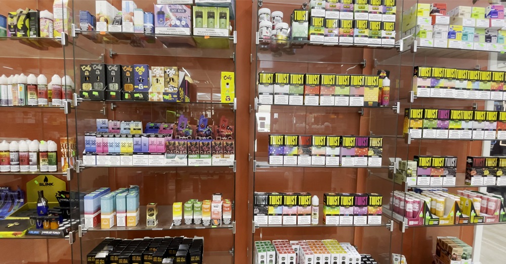 shelf of delta 8 products