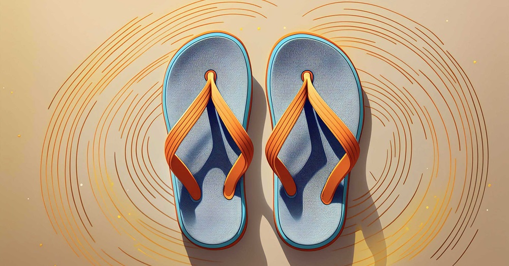 illustration of flip flops on sand
