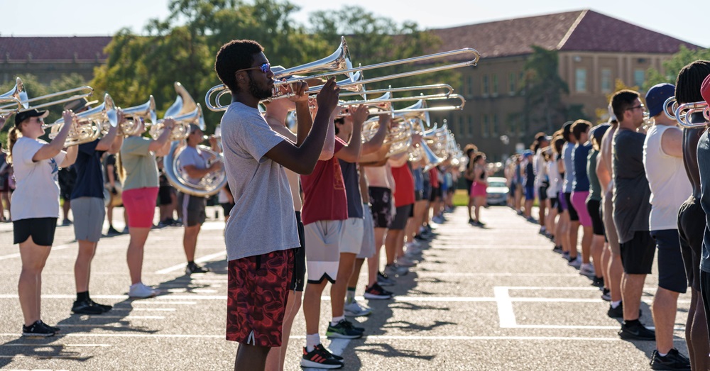 marching band outside at practice