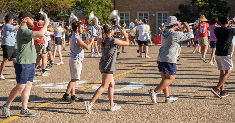 TTU goin' band practicing outside