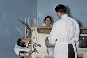 Pictures of polio patients enclosed in iron lungs were common during the 20th century.