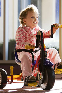 AmTrykes (like the one pictured above) are hand and/or foot operated and designed for riders of all ages.