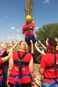 The ropes course encourages team building.